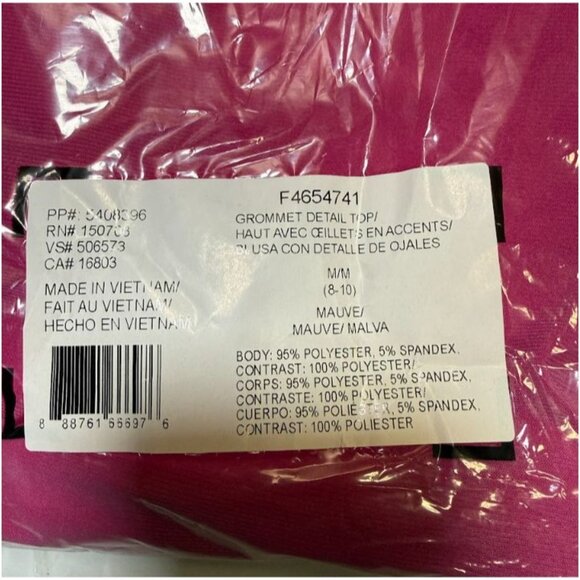 Studio 1886 Womens Short Sleeve Grommet Detail Top Mauve Size Medium - Picture 8 of 9